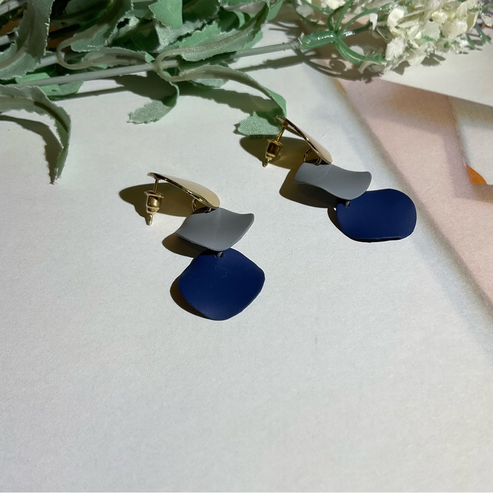 Blue and Gold Earrings - Picture 2 of 4